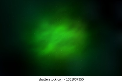 Dark Green vector pattern with night sky stars. Space stars on blurred abstract background with gradient. Pattern for astronomy websites.