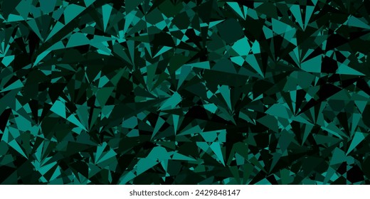 Patrón de vector verde oscuro con formas poligonales. Ilustración abstracta excepcional con gama de triángulos de colores. Patrón para promociones.