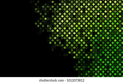 Dark Green vector  pattern with spheres. Beautiful colored illustration with blurred circles in nature style. The pattern can be used for ads, leaflets of liquid.