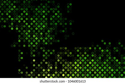 Dark Green vector  pattern with spheres. Modern abstract illustration with colorful water drops. Pattern can be used as texture of water, rain drops.