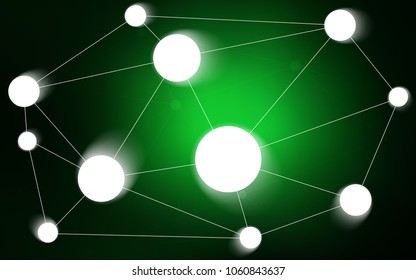 Dark Green vector pattern with spheres, triangles. Glitter abstract illustration with connection of triangle structure. Pattern can be used as texture of wallpapers.
