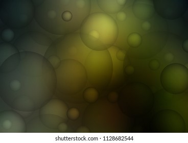 Dark Green vector pattern with spheres. Illustration with set of shining colorful abstract circles. Completely new template for your brand book.