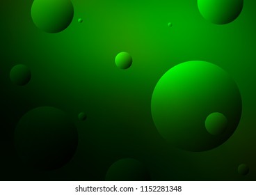 Dark Green vector pattern with spheres. Illustration with set of shining abstract circles. New design for ad, poster, banner of your website.