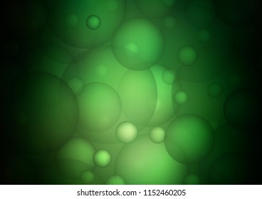 Dark Green vector pattern with spheres. Beautiful colored illustration with blurred circles in nature style. Beautiful design for your business natural advert.