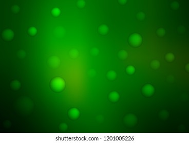 Dark Green vector pattern with spheres. Illustration with set of shining colorful abstract circles. The pattern can be used for aqua ad, booklets.