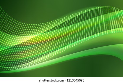 Dark Green vector pattern with spheres, triangles. Abstract illustration with colorful discs and triangles. Design for textile, fabric, wallpapers.