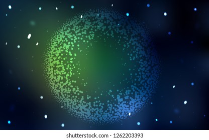 Dark Green vector pattern with spheres. Illustration with set of shining colorful abstract circles. Pattern for ads, leaflets.