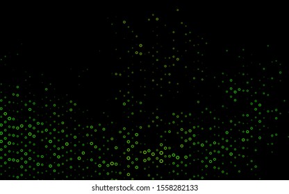 Dark Green vector pattern with spheres. Glitter abstract illustration with blurred drops of rain. Pattern for ads, leaflets.