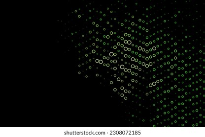 Dark Green vector pattern with spheres. Illustration with set of shining colorful abstract circles. Pattern of water, rain drops.