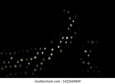 Dark Green vector pattern with symbol of cards. Blurred decorative design of hearts, spades, clubs, diamonds. Smart design for your business advert of casinos.