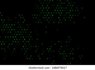 Dark Green vector pattern with symbol of cards. Blurred decorative design of hearts, spades, clubs, diamonds. Pattern for leaflets of poker games, events.