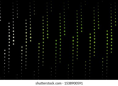 Dark Green vector pattern with symbol of cards. Colored illustration with hearts, spades, clubs, diamonds. Pattern for ads of parties, events in Vegas.