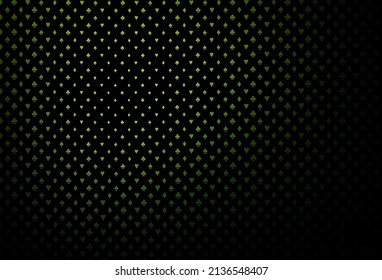 Dark green vector pattern with symbol of cards. Shining illustration with hearts, spades, clubs, diamonds. Pattern for ads of parties, events in Vegas.