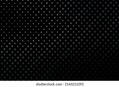 Dark green vector pattern with symbol of cards. Illustration with set of hearts, spades, clubs, diamonds. Pattern for leaflets of poker games, events.
