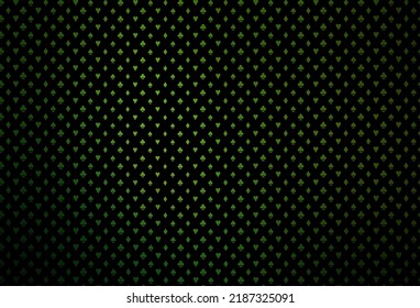 Dark green vector pattern with symbol of cards. Colorful gradient with signs of hearts, spades, clubs, diamonds. Pattern for ads of parties, events in Vegas.