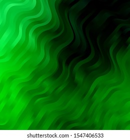 Dark Green vector pattern with wry lines. Abstract illustration with bandy gradient lines. Best design for your ad, poster, banner.