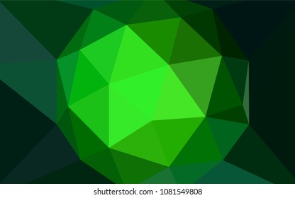 Dark Green vector polygon abstract backdrop. Creative illustration in halftone style with triangles. Brand new design for your business.