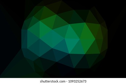 Dark Green vector polygon abstract background with a gem in a centre. Triangular geometric sample with gradient.  A new texture for your web site.
