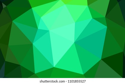 Dark Green vector polygon abstract backdrop. Geometric illustration in Origami style with gradient.  Brand new style for your business design.