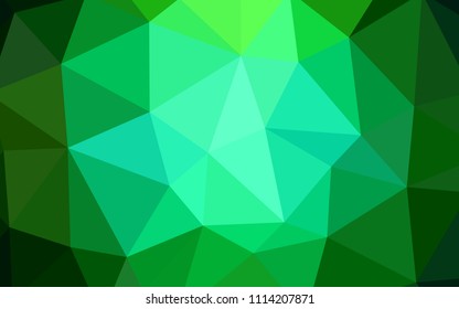 Dark Green vector polygon abstract layout. Triangular geometric sample with gradient.  Best triangular design for your business.