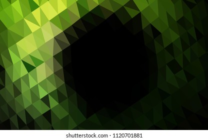 Dark Green vector polygon abstract layout. Triangular geometric sample with gradient.  A new texture for your design.