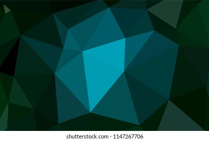 Dark Green vector polygon abstract backdrop. Shining colorful illustration with triangles. Completely new template for your banner.