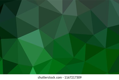 Dark Green vector polygon abstract background. Glitter abstract illustration with an elegant triangles. Best triangular design for your business.
