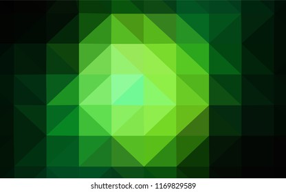Dark Green vector polygon abstract layout. Triangular geometric sample with gradient.  A completely new design for your leaflet.