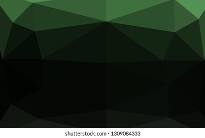 Dark Green vector polygon abstract backdrop. Triangular geometric sample with gradient.  Template for a cell phone background.