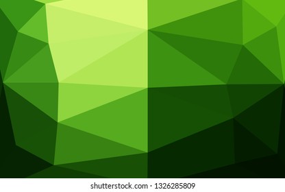 Dark Green vector polygon abstract background. Triangular geometric sample with gradient.  Template for a cell phone background.