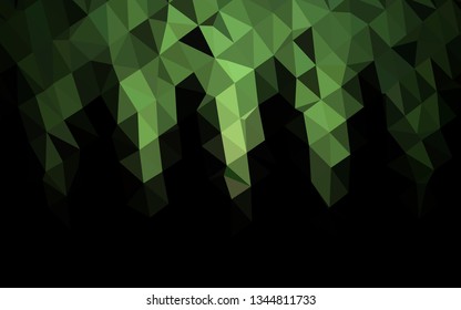 Dark Green vector polygon abstract backdrop. Colorful illustration in Origami style with gradient.  Textured pattern for background.