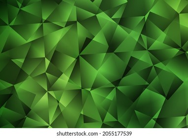Fondo abstracto de polígono vector verde oscuro. Ilustración abstracta colorida con triángulos. Plantilla para el fondo del teléfono móvil.