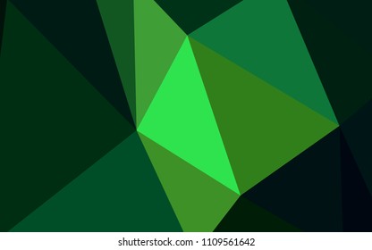 Dark Green vector polygonal background. Triangular geometric sample with gradient.  New template for your brand book.