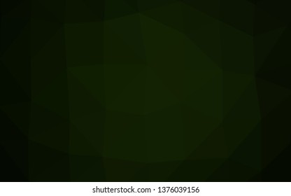 Dark Green vector polygonal background. Glitter abstract illustration with an elegant design. Triangular pattern for your business design.