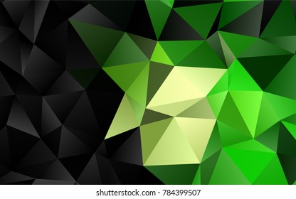 Dark Green vector polygonal background. Shining illustration, which consist of triangles. Triangular pattern for your business design.