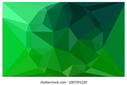 Dark Green vector polygonal illustration, which consist of triangles with a gemstone in center. Triangular design of a huge diamond for your business. Creative geometric background of gems.