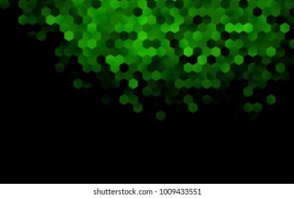 Dark Green vector polygonal illustration, which consist of hexagons. Hexagonal pattern for your business design. Geometric background in Origami style with gradient. 