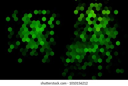 Dark Green vector polygonal illustration, which consist of hexagons. Hexagonal pattern for your business design. Geometric background in Origami style with gradient. 