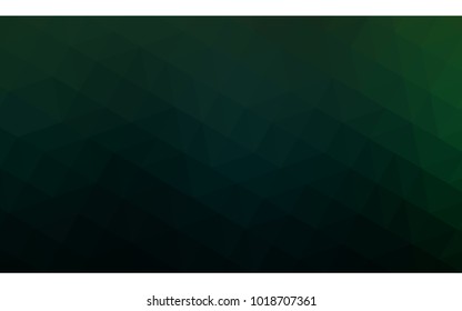 Dark Green vector polygonal illustration, which consist of triangles. Triangular pattern for your business design. Geometric background in Origami style with gradient. 