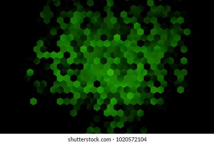 Dark Green vector polygonal illustration, which consist of hexagons. Hexagonal pattern for your business design. Geometric background in Origami style with gradient. 
