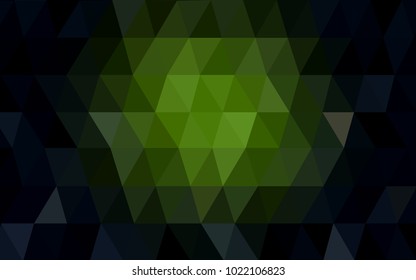 Dark Green vector polygonal illustration, which consist of triangles. Triangular design for your business. Creative geometric background in Origami style with gradient