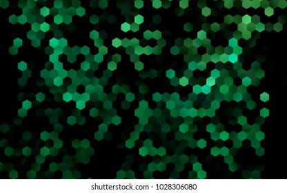 Dark Green vector polygonal illustration, which consist of hexagons. Hexagonal design for your business. Creative geometric background in Origami style with gradient