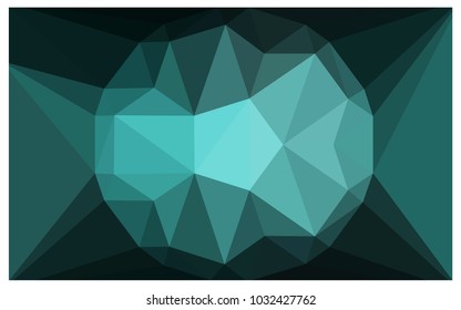 Dark Green vector polygonal illustration, which consist of triangles with a gemstone in center. Triangular design of a huge diamond for your business. Creative geometric background of gems.