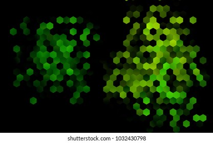 Dark Green vector polygonal illustration, which consist of hexagons. Hexagonal pattern for your business design. Geometric background in Origami style with gradient. 