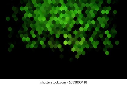 Dark Green vector polygonal illustration, which consist of hexagons. Hexagonal pattern for your business design. Geometric background in Origami style with gradient. 