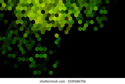 Dark Green vector polygonal illustration, which consist of hexagons. Hexagonal pattern for your business design. Geometric background in Origami style with gradient. 