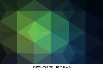 Dark Green vector polygonal illustration, which consist of triangles. Triangular design for your business. Creative geometric background in Origami style with gradient