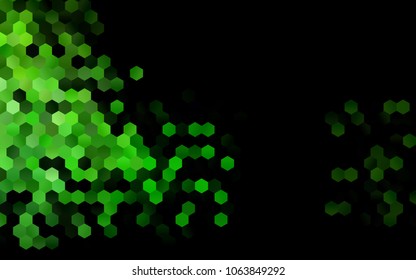 Dark Green vector polygonal illustration, which consist of hexagons. Hexagonal pattern for your business design. Geometric background in Origami style with gradient. 