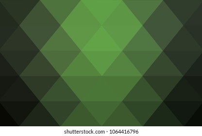 Dark Green vector polygonal illustration, which consist of triangles. Triangular pattern for your business design. Geometric background in Origami style with gradient. 