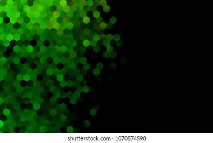 Dark Green vector polygonal illustration, which consist of hexagons. Hexagonal design for your business. Creative geometric background in Origami style with gradient
